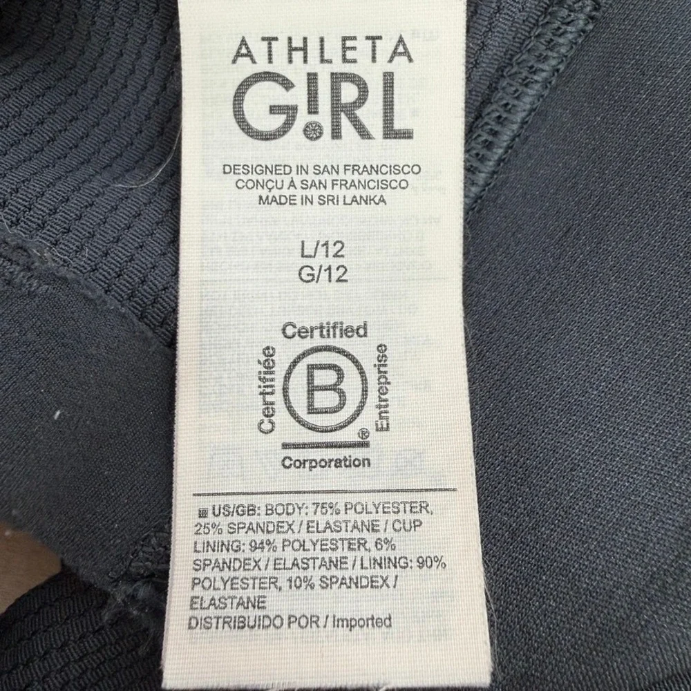 Athleta Girl Sports Bra L 12 Blue Gray Racerback Athletic Crop Top